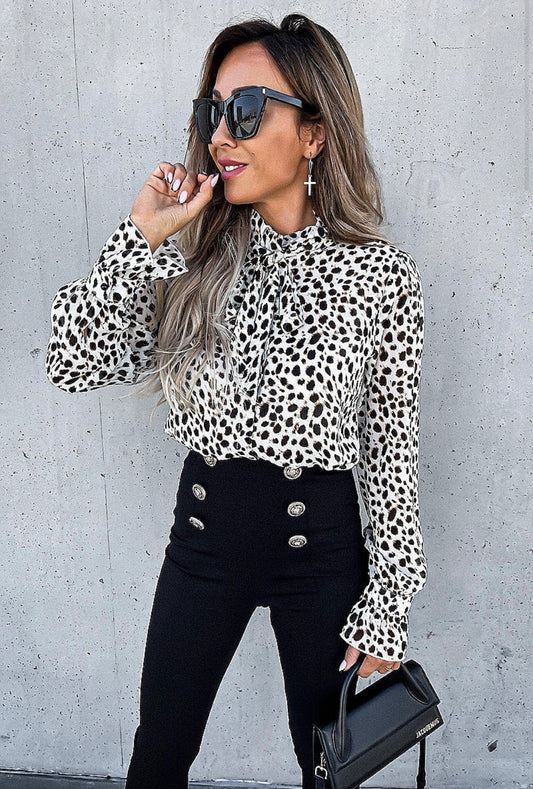 Black and White Snow Leopard Blouse