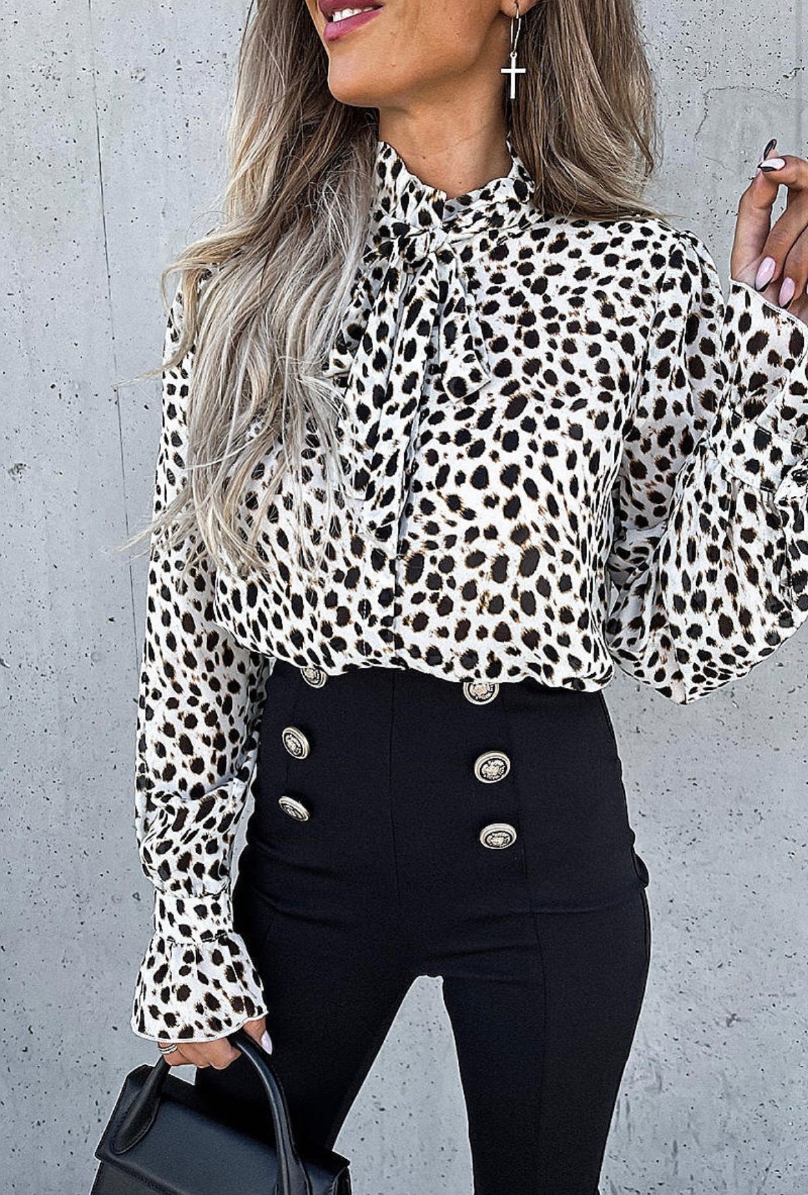 Black and White Snow Leopard Blouse