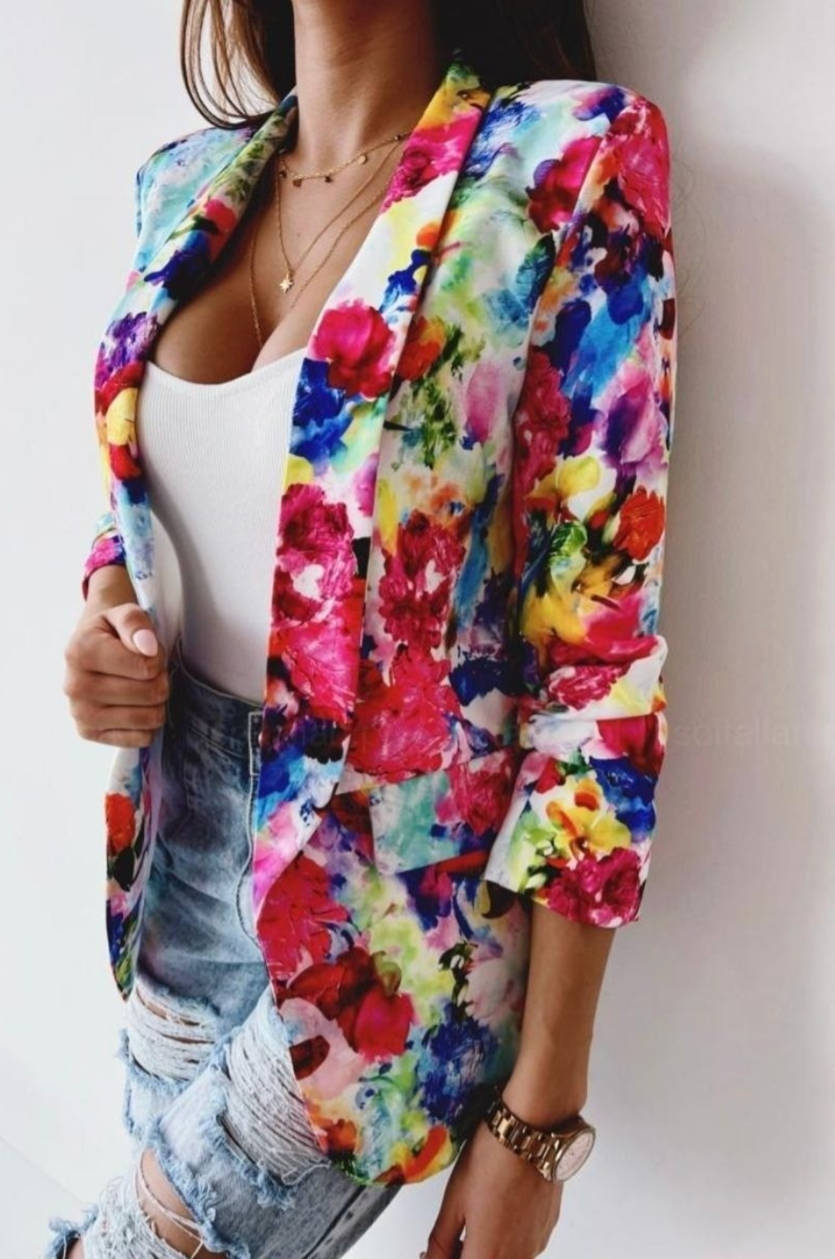 Floral Lightweight Summer Blazer - Pink