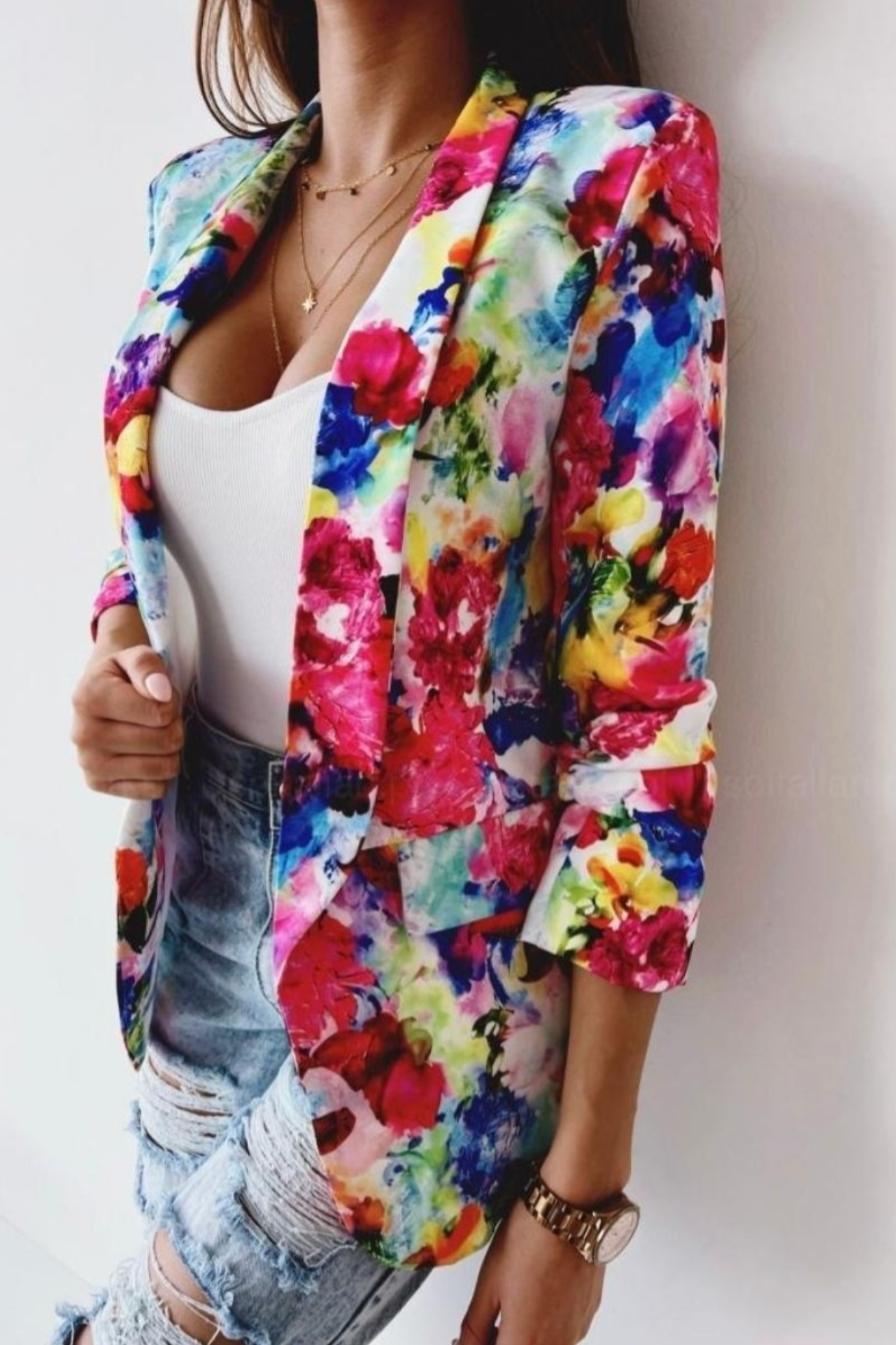 Floral Lightweight Summer Blazer - Pink