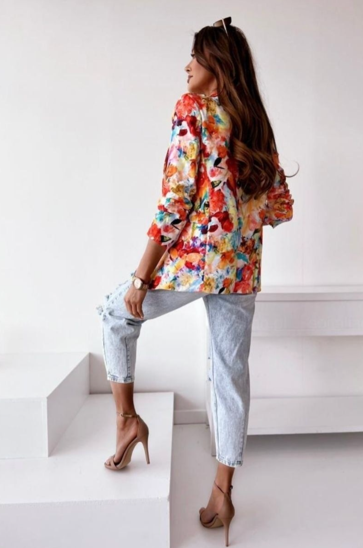 Floral Lightweight Summer Blazer - Orange