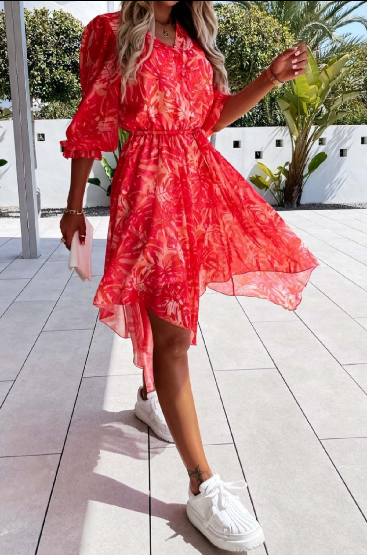 Day to Night - Red Floral Midi Dress