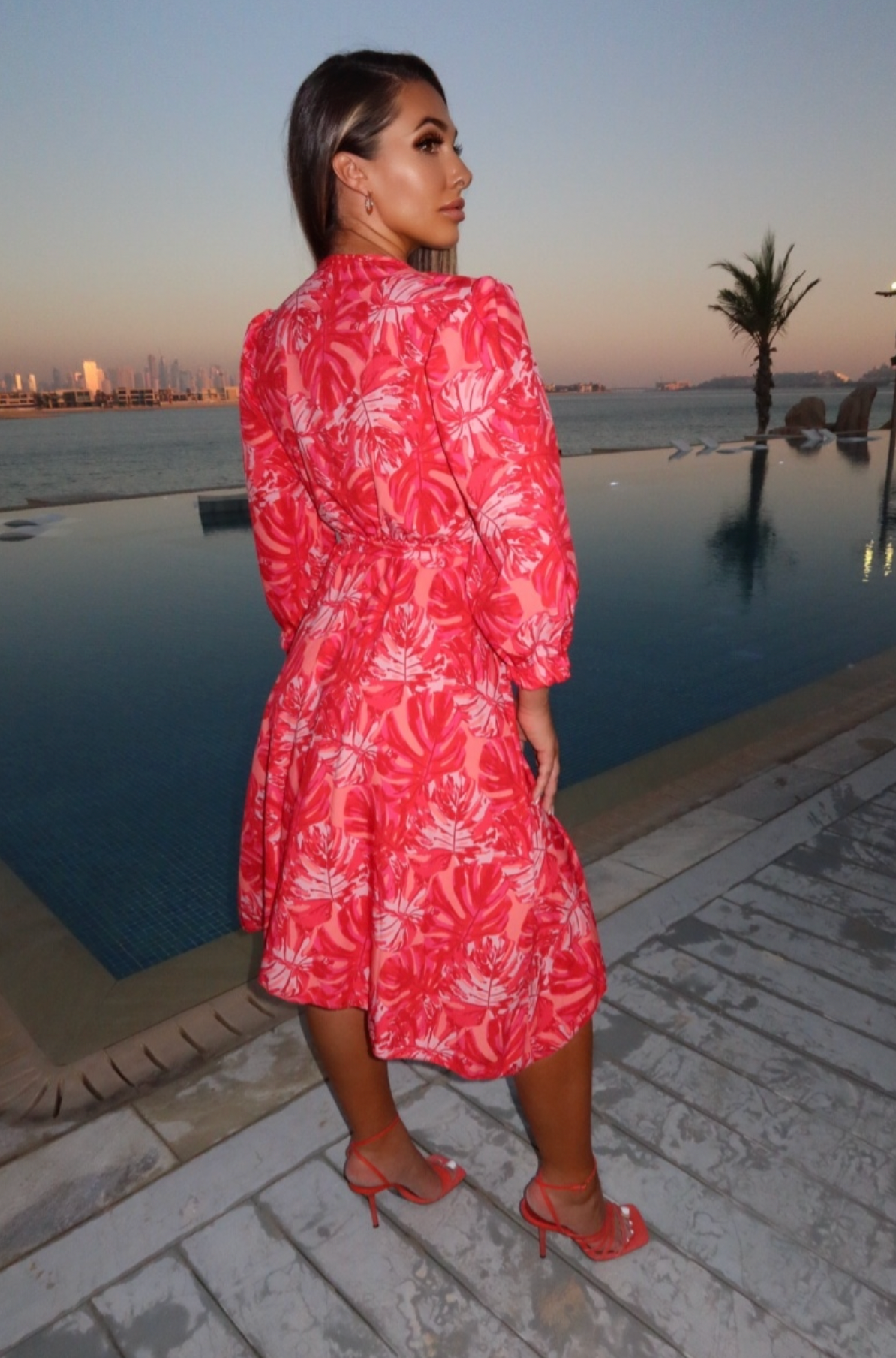 Day to Night - Red Floral Midi Dress