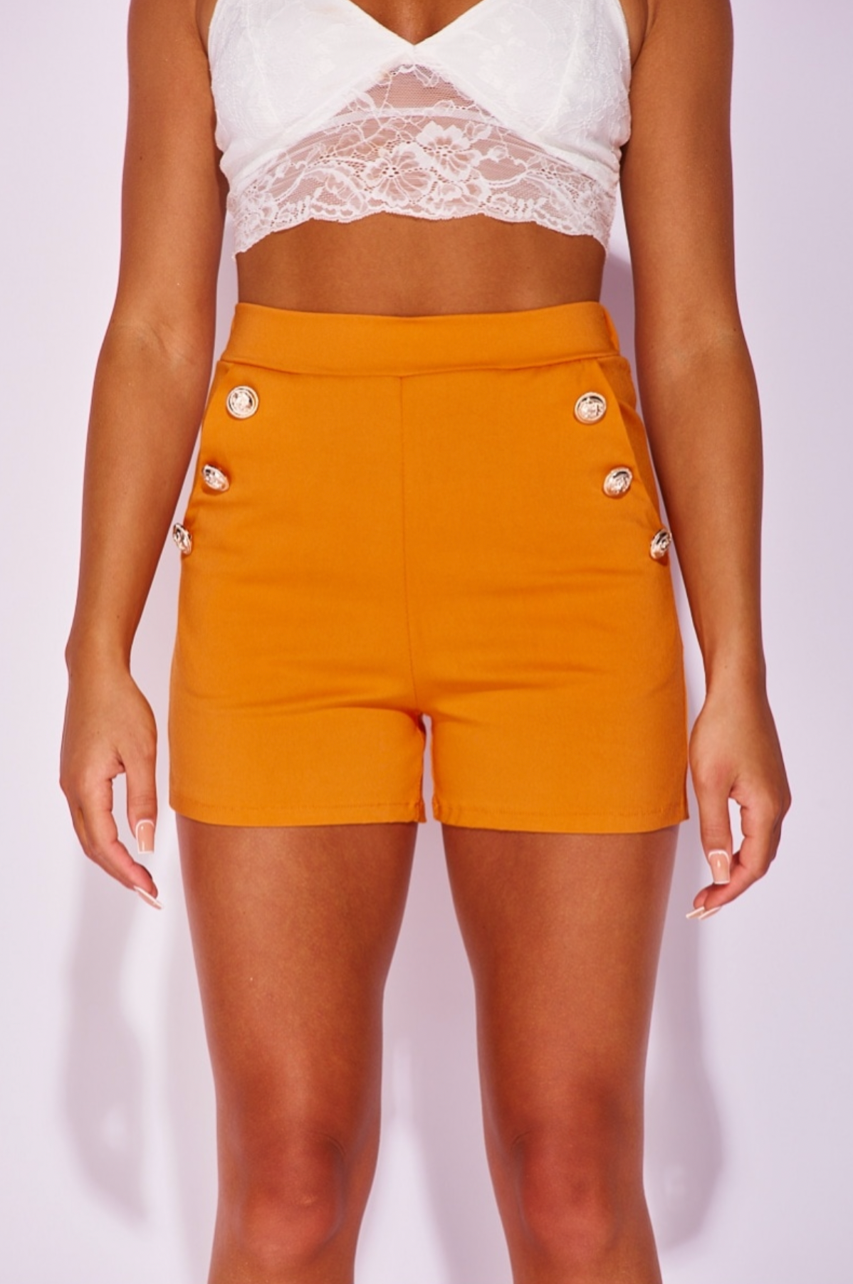 Orange Military Stretch Shorts