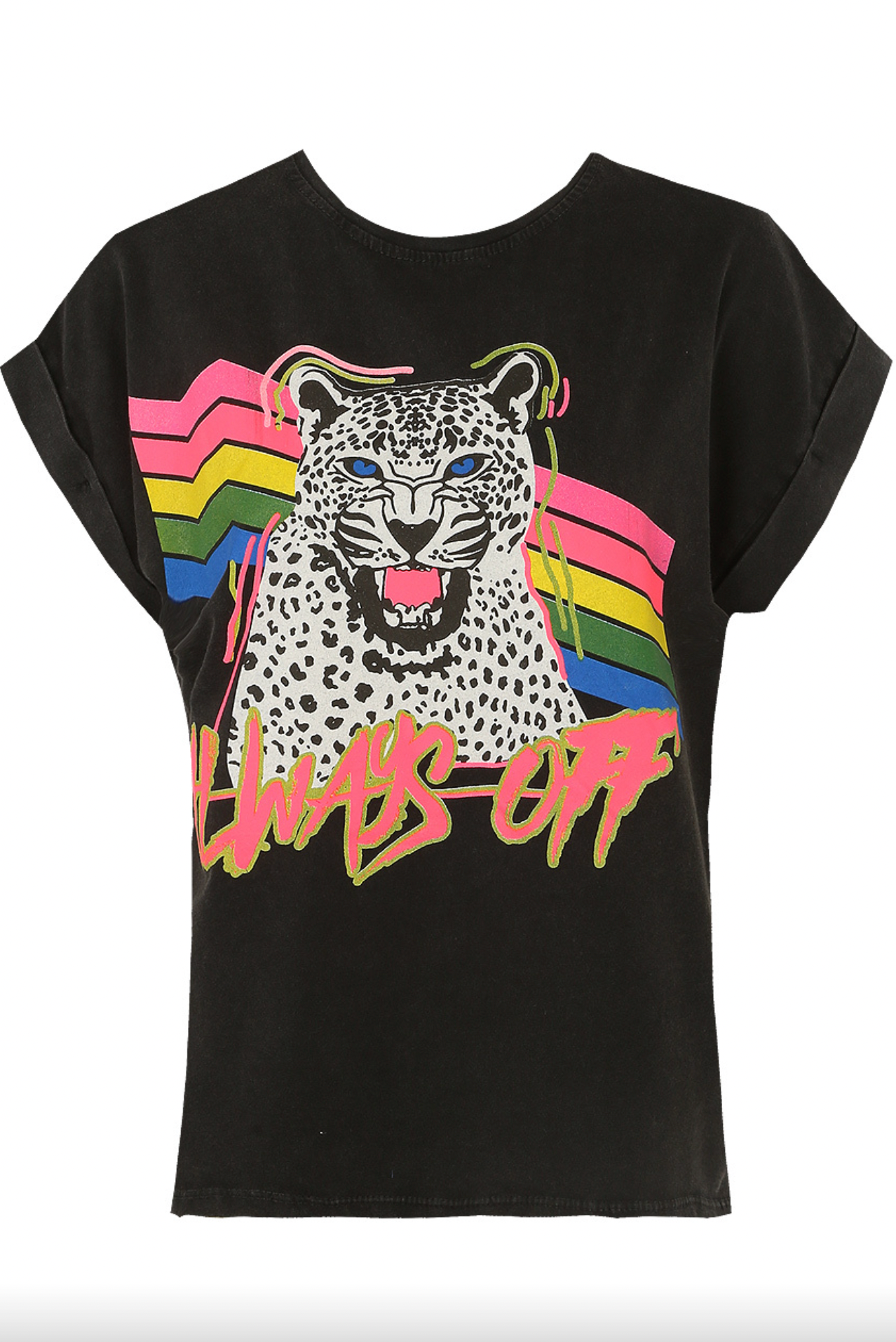 Black "Always Off" Leopard T