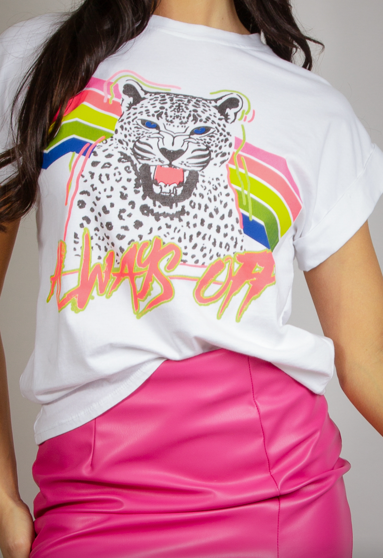 White "Always Off" Leopard T