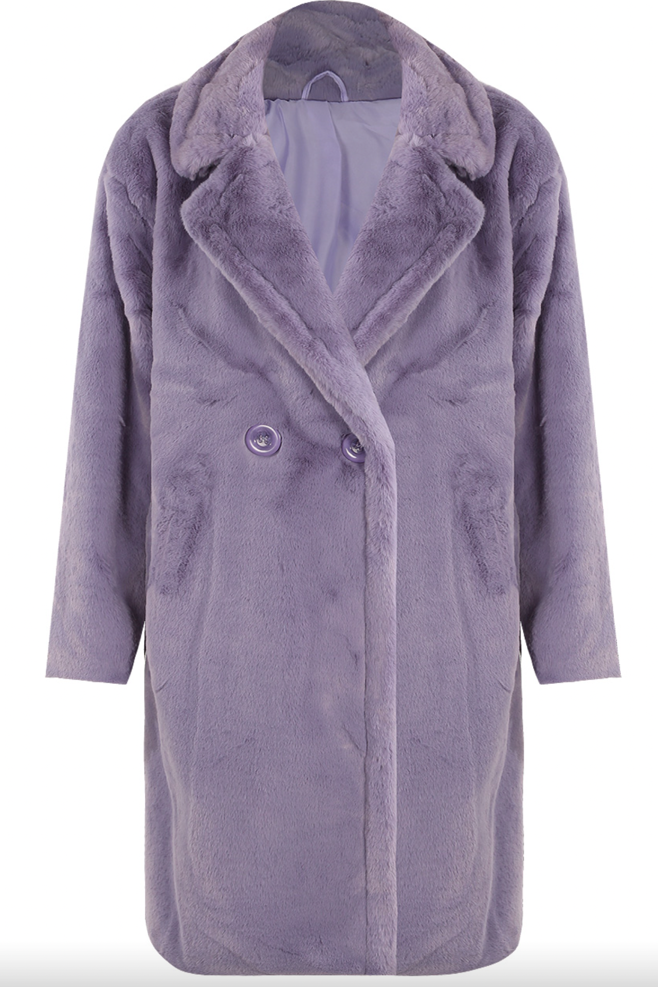 Lilac "Monica" Faux Fur Double Button Coat