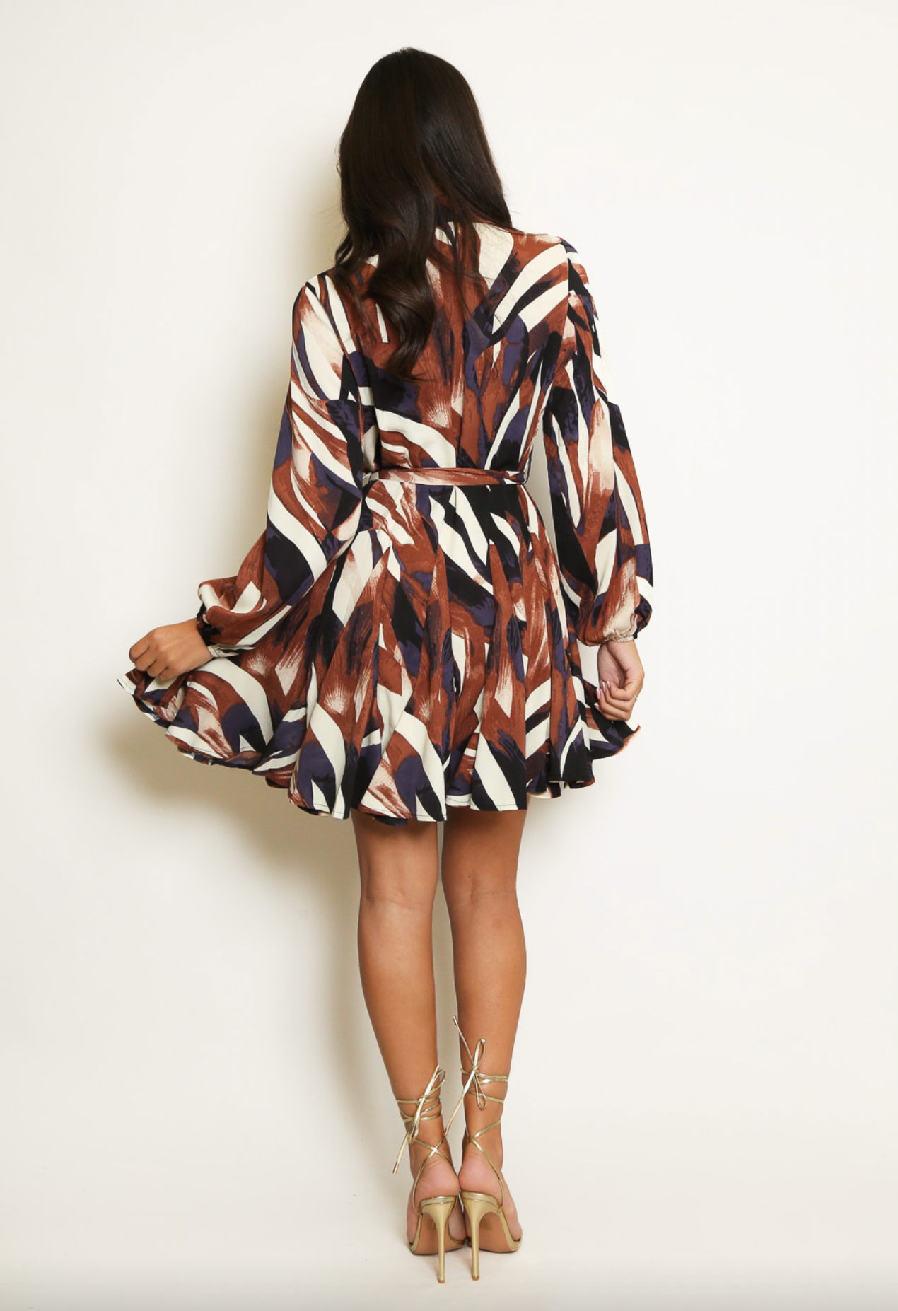 Neutral Abstract Print Dress